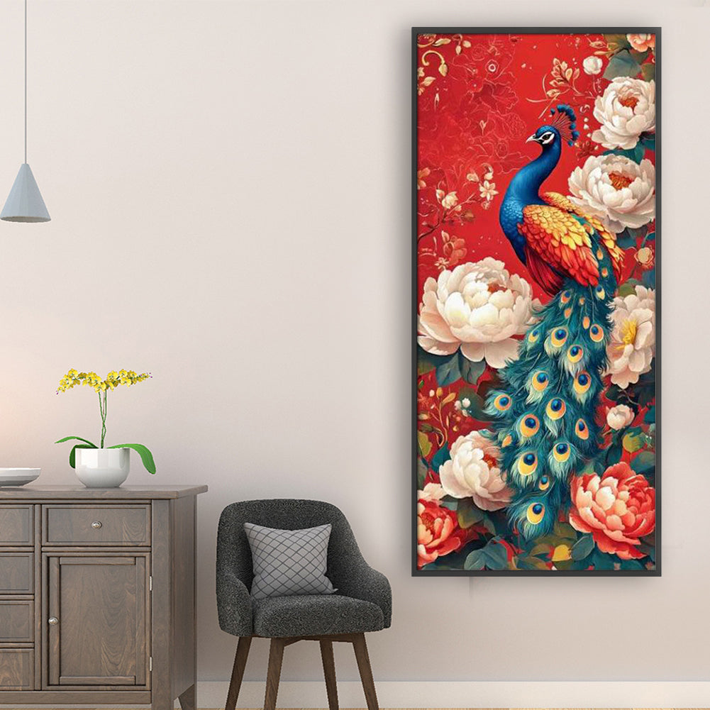 Peacock And Peony - Full 11CT Stamped Cross Stitch 40x90CM - Huacan
