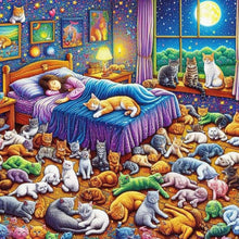 Load image into Gallery viewer, Girl And Cat 40*40CM(Canvas) Full Round Drill Diamond Painting