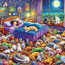 Load image into Gallery viewer, Girl And Cat 40*40CM(Canvas) Full Round Drill Diamond Painting