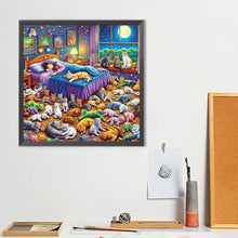 Load image into Gallery viewer, Girl And Cat 40*40CM(Canvas) Full Round Drill Diamond Painting