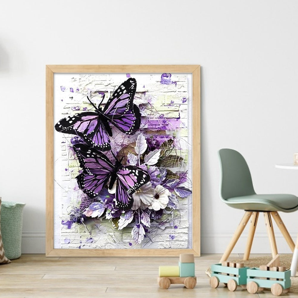 Purple Butterfly - Full 11CT Counted Cross Stitch 40x50CM - Yishu