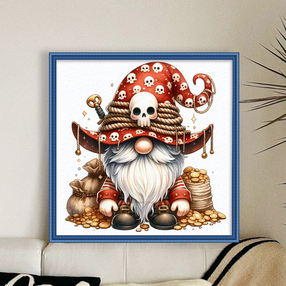 Gnome - Full 11CT Stamped Cross Stitch - Bead Embroidery 46x46CM/18.11x18.11in