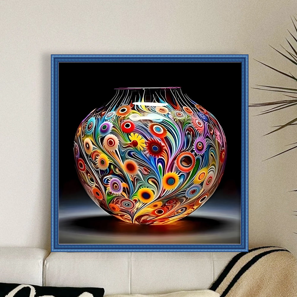 Colored Glass Vase - Full 11CT Counted Cross Stitch 50x50CM - Huacan