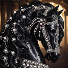 Load image into Gallery viewer, Gorgeous Black Horse 30*30CM(Canvas) Partial Special Shaped Drill Diamond Painting