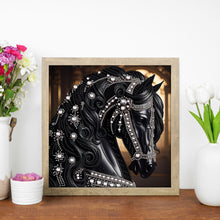 Load image into Gallery viewer, Gorgeous Black Horse 30*30CM(Canvas) Partial Special Shaped Drill Diamond Painting