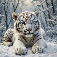 Load image into Gallery viewer, White Tiger 40*40CM(Canvas) Full Round Drill Diamond Painting