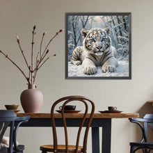 Load image into Gallery viewer, White Tiger 40*40CM(Canvas) Full Round Drill Diamond Painting