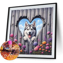 Load image into Gallery viewer, Heartwarming Dahlia Husky-Dog 30*30CM(Canvas) Full Round Drill Diamond Painting