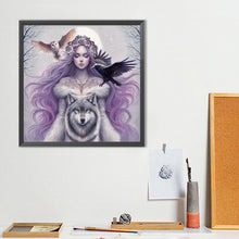 Load image into Gallery viewer, Purple-Haired Girl Under The Moon 40*40CM(Canvas) Full Round Drill Diamond Painting
