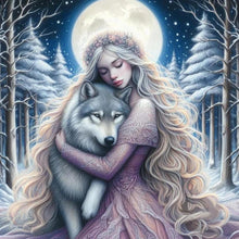 Load image into Gallery viewer, Purple-Haired Girl And The Wolf 40*40CM(Canvas) Full Round Drill Diamond Painting