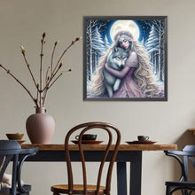 Load image into Gallery viewer, Purple-Haired Girl And The Wolf 40*40CM(Canvas) Full Round Drill Diamond Painting