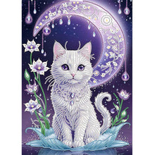 Load image into Gallery viewer, Purple Moonlight Cat 30*40CM(Canvas) Partial Special Shaped Drill Diamond Painting