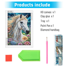 Load image into Gallery viewer, White Horse In Flowers 30*40CM(Canvas) Partial Special Shaped Drill Diamond Painting