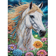 Load image into Gallery viewer, White Horse In Flowers 30*40CM(Canvas) Partial Special Shaped Drill Diamond Painting