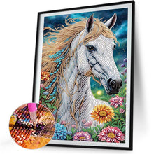 Load image into Gallery viewer, White Horse In Flowers 30*40CM(Canvas) Partial Special Shaped Drill Diamond Painting