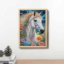 Load image into Gallery viewer, White Horse In Flowers 30*40CM(Canvas) Partial Special Shaped Drill Diamond Painting