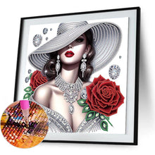 Load image into Gallery viewer, Elegant Woman In A Top Hat 30*30CM(Canvas) Partial Special Shaped Drill Diamond Painting