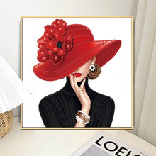 Load image into Gallery viewer, Elegant Woman In A Top Hat 30*30CM(Canvas) Partial Special Shaped Drill Diamond Painting