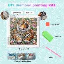 Load image into Gallery viewer, Lion In Flowers 30*30CM(Canvas) Partial Special Shaped Drill Diamond Painting