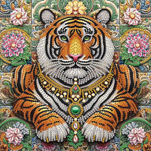 Load image into Gallery viewer, Lion In Flowers 30*30CM(Canvas) Partial Special Shaped Drill Diamond Painting