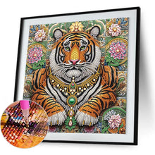 Load image into Gallery viewer, Lion In Flowers 30*30CM(Canvas) Partial Special Shaped Drill Diamond Painting