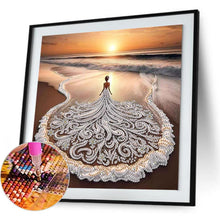 Load image into Gallery viewer, Beauty In A Beach Skirt Hem 30*30CM(Canvas) Partial Special Shaped Drill Diamond Painting