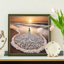 Load image into Gallery viewer, Beauty In A Beach Skirt Hem 30*30CM(Canvas) Partial Special Shaped Drill Diamond Painting