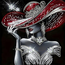 Load image into Gallery viewer, Elegant Lady In A Top Hat-Woman 30*30CM(Canvas) Partial Special Shaped Drill Diamond Painting