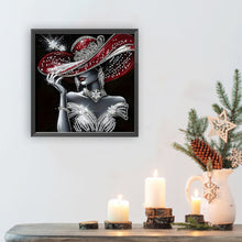 Load image into Gallery viewer, Elegant Lady In A Top Hat-Woman 30*30CM(Canvas) Partial Special Shaped Drill Diamond Painting