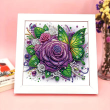 Load image into Gallery viewer, Rose Butterfly 18*18CM(Canvas) Partial Special Shaped Drill Diamond Painting