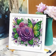 Load image into Gallery viewer, Rose Butterfly 18*18CM(Canvas) Partial Special Shaped Drill Diamond Painting