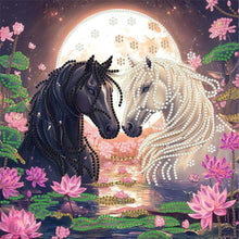 Load image into Gallery viewer, Black Horse White Horse 30*30CM(Canvas) Partial Special Shaped Drill Diamond Painting