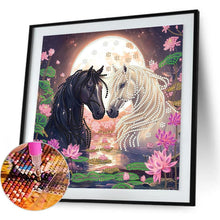 Load image into Gallery viewer, Black Horse White Horse 30*30CM(Canvas) Partial Special Shaped Drill Diamond Painting