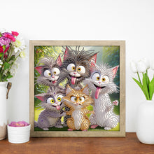 Load image into Gallery viewer, Funny Cat 30*30CM(Canvas) Partial Special Shaped Drill Diamond Painting