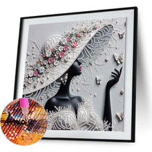 Load image into Gallery viewer, Elegant Black Beauty-Woman 30*30CM(Canvas) Partial Special Shaped Drill Diamond Painting