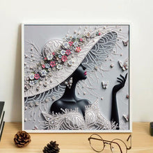 Load image into Gallery viewer, Elegant Black Beauty-Woman 30*30CM(Canvas) Partial Special Shaped Drill Diamond Painting
