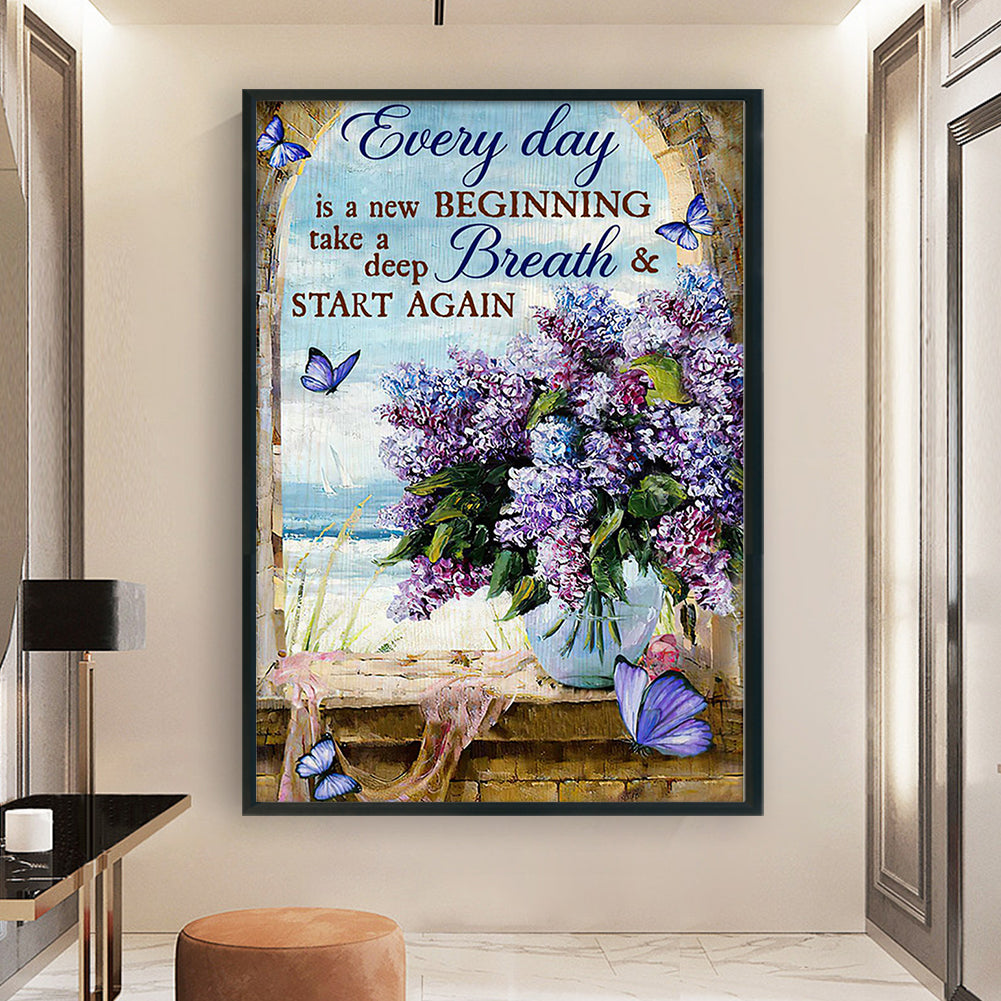 Oil Painting - Purple Vase - Full 11CT Counted Cross Stitch 40x60CM - Huacan
