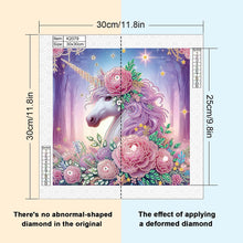 Load image into Gallery viewer, Flower Unicorn 30*30CM(Canvas) Partial Special Shaped Drill Diamond Painting
