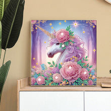 Load image into Gallery viewer, Flower Unicorn 30*30CM(Canvas) Partial Special Shaped Drill Diamond Painting
