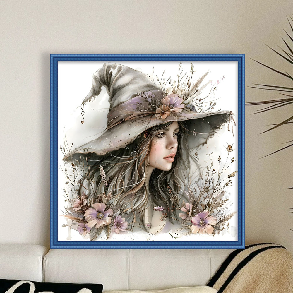 Halloween Witch - Full 11CT Stamped Cross Stitch 40x40CM - Huacan