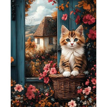 Load image into Gallery viewer, Window Cat 40*50CM(Canvas) Full Round Drill Diamond Painting