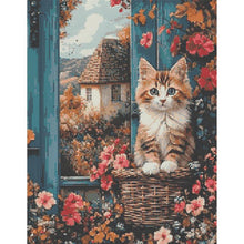 Load image into Gallery viewer, Window Cat 40*50CM(Canvas) Full Round Drill Diamond Painting