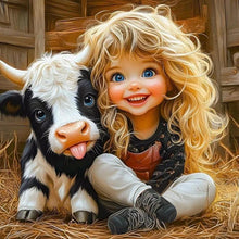 Load image into Gallery viewer, Cute Little Girl 40*40CM(Canvas) Full Round Drill Diamond Painting