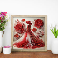 Load image into Gallery viewer, Elegant Hat Lady-Woman 30*30CM(Canvas) Partial Special Shaped Drill Diamond Painting