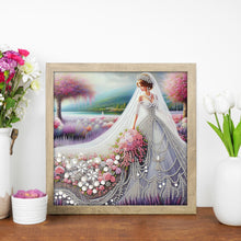 Load image into Gallery viewer, Wedding Dress Girl 30*30CM(Canvas) Partial Special Shaped Drill Diamond Painting