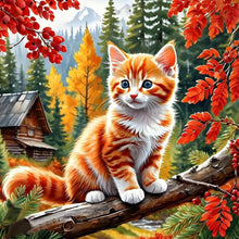 Load image into Gallery viewer, Autumn Cat 40*40CM(Canvas) Full Round Drill Diamond Painting