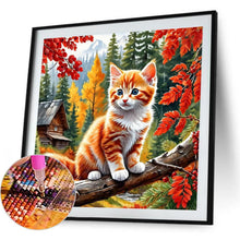 Load image into Gallery viewer, Autumn Cat 40*40CM(Canvas) Full Round Drill Diamond Painting