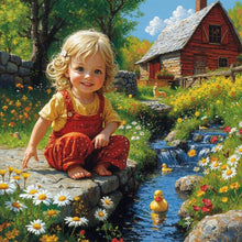 Load image into Gallery viewer, Cute Little Girl 40*40CM(Canvas) Full Round Drill Diamond Painting