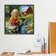 Load image into Gallery viewer, Cute Little Girl 40*40CM(Canvas) Full Round Drill Diamond Painting