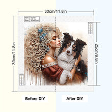 Load image into Gallery viewer, Girl And Dog 30*30CM(Canvas) Partial Special Shaped Drill Diamond Painting